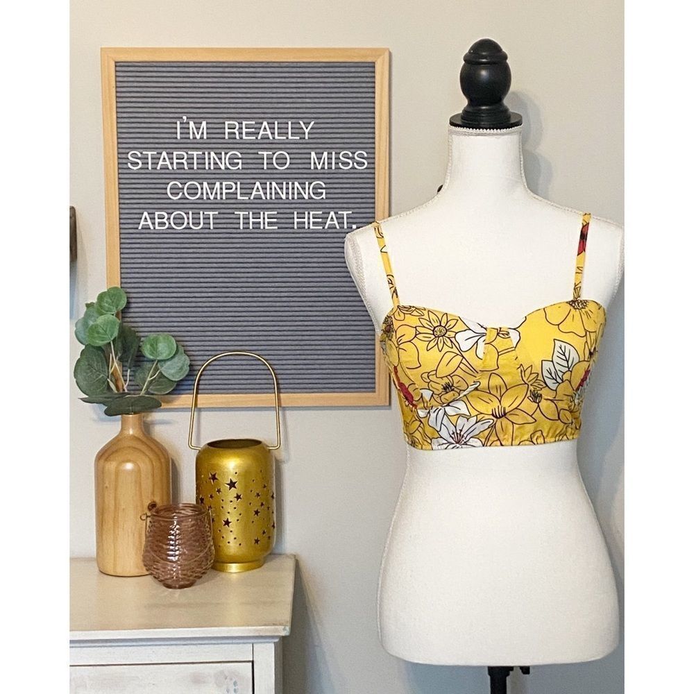 NWT CBR Brand Yellow Floral Bralette Top - Size S